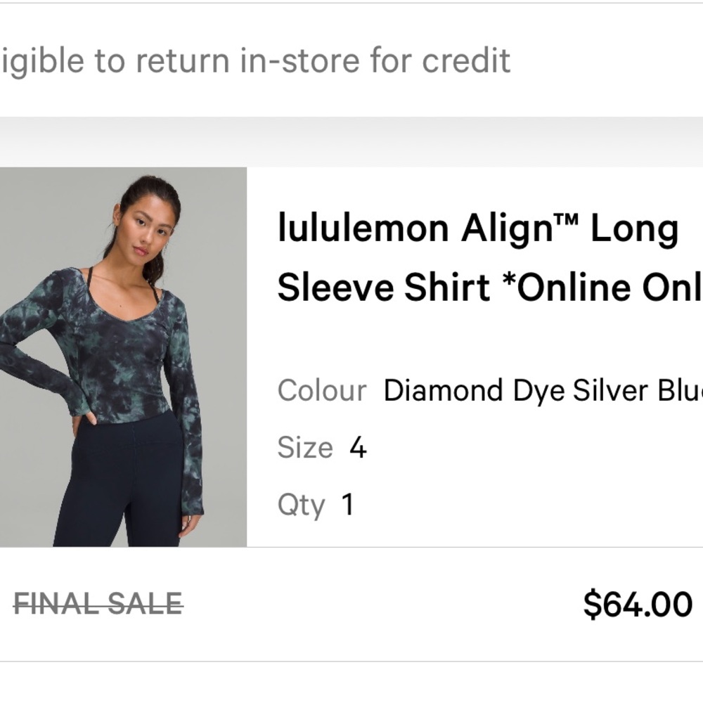 lululemon Align Long Sleeve Shirt Diamond Dye Silver Blue Tie-dye - Picture 3 of 3
